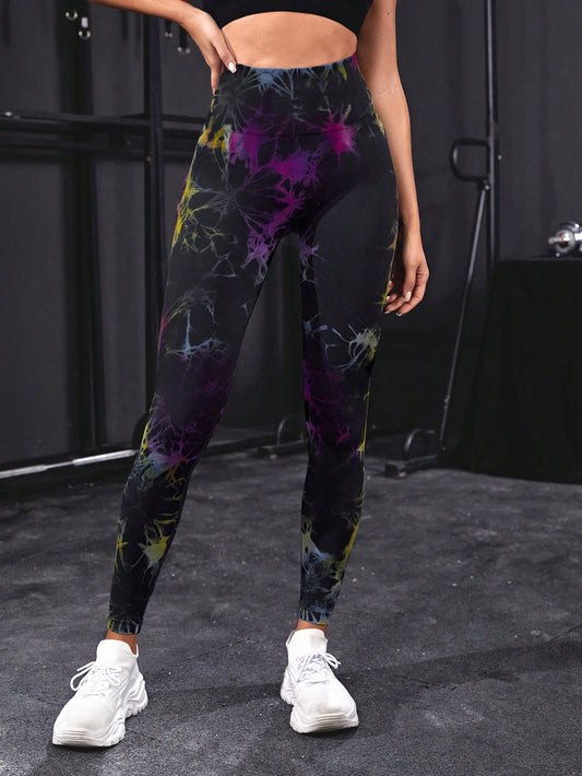 Tie Dye Wideband Waist Sports Leggings