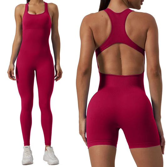 Women Sleeveless Seamless Yoga Jumpsuits for Women Female Workout Ribbed Playsuit Outfit Fitness Sportwear Women Suit Activewear